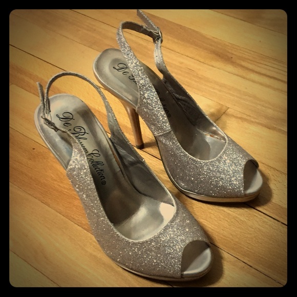 Gold glitter peep-toe heels - Picture 3 of 7